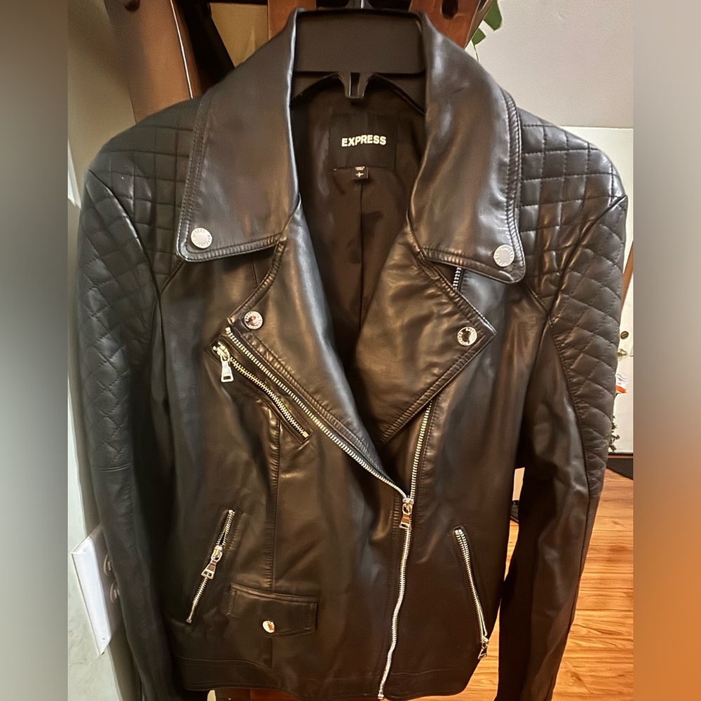 Express Quilted Black Moto Jacket